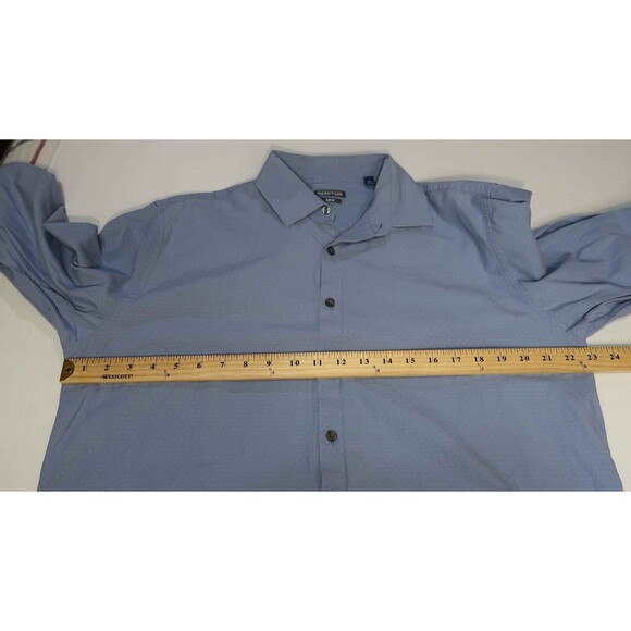 Kenneth Cole Reaction Shirt Mens 17 34-35 Blue L/S Button Up Dry Tek Slim Fit - Picture 7 of 16